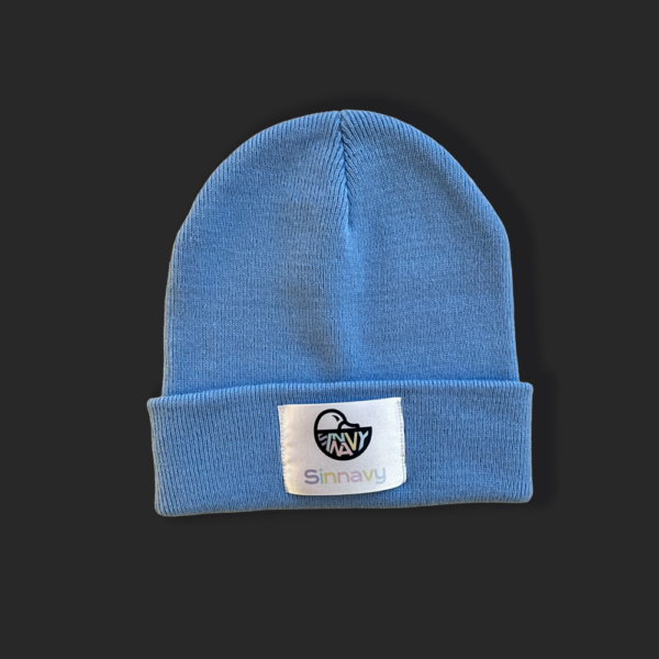 Bonnet à revers bleu ciel