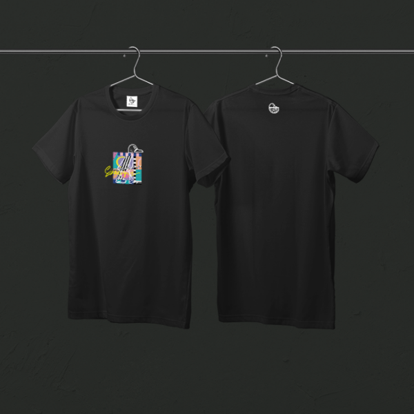 Tee-shirt noir canard cool coloré (grand modèle)