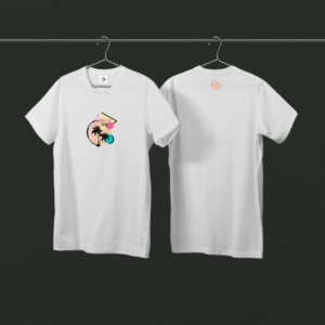 Tee-shirt blanc 90's palmiers (grand modèle)