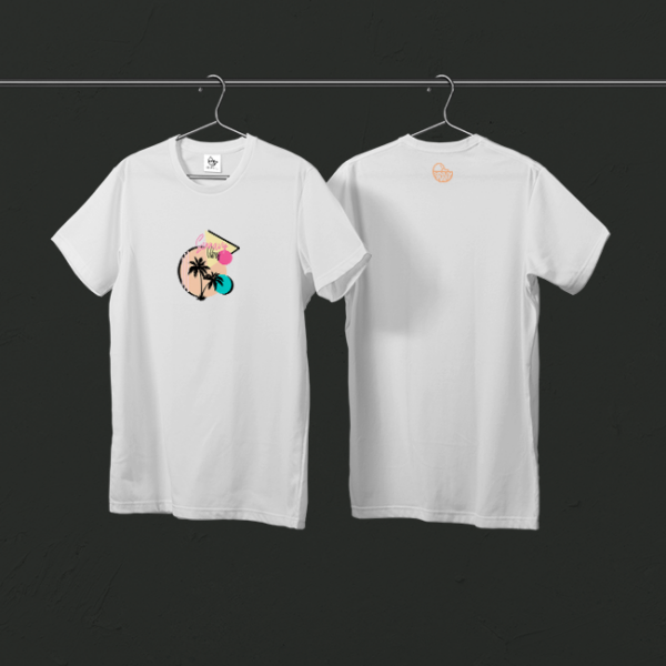 Tee-shirt blanc 90's palmiers (grand modèle)