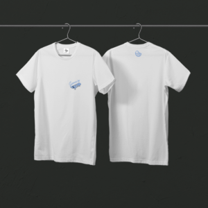Tee-shirt blanc Skate Bleu