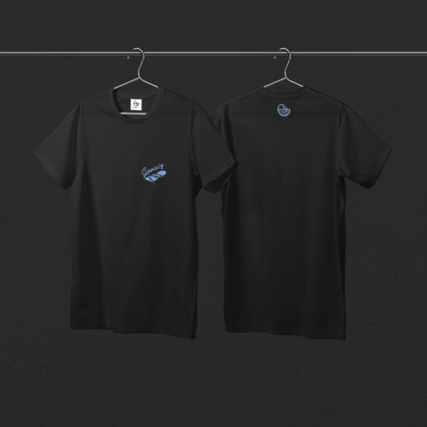 Tee-shirt noir Skate Bleu