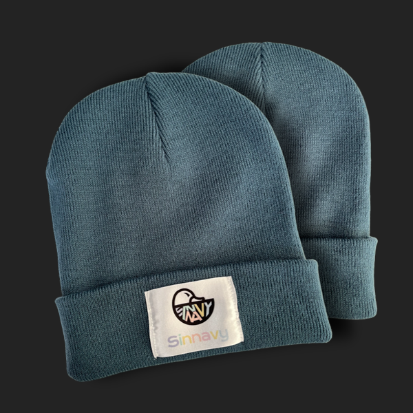 Bonnet à revers bleu vintage